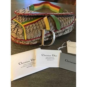 Dior Saddle Jacquard Grand D Canvas Monogram Purse